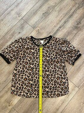 Women’s Blouse, A New Day Leopard Print Sheer Shirt, Size M